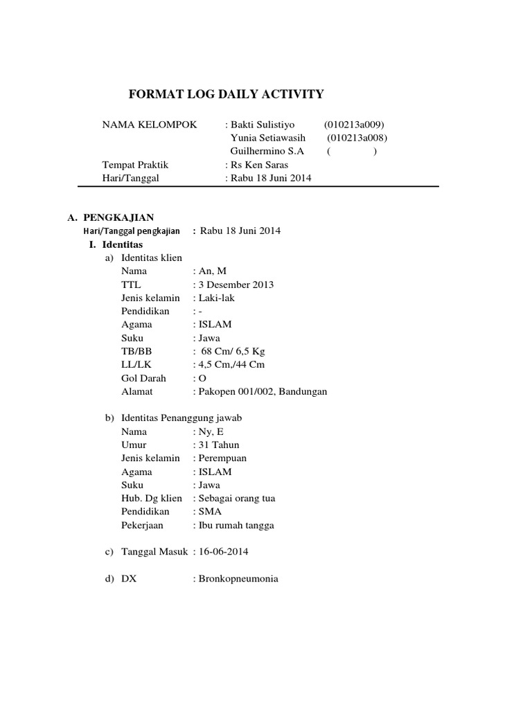 Format Log Daily Activity