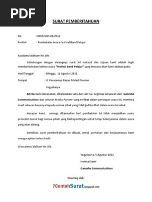 24++ Surat pemberitahuan akan adanya suatu acara atau kegiatan pertemuan disebut info