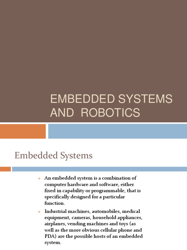 Embedded Systems in Robotics Overview | PDF | Embedded System ...