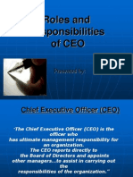 Roles and Responsibilities of CEO: Presented By: Avtar Singh