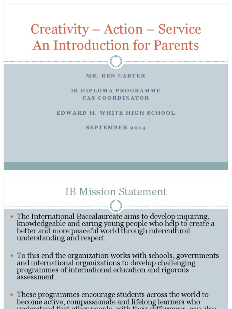 CAS Overview for IB Diploma Parents | PDF | Creativity | Learning