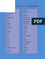 Vocabulary for Solar System Presentation