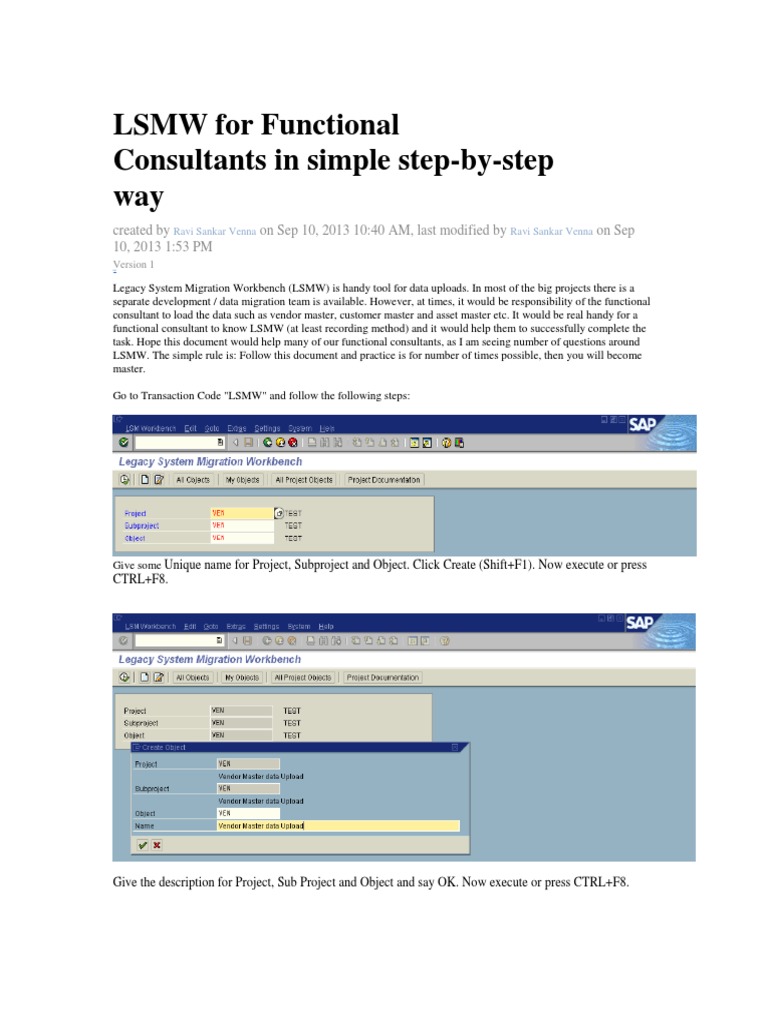 LSMW Guide for Functional Consultants | PDF | Computer Programming ...