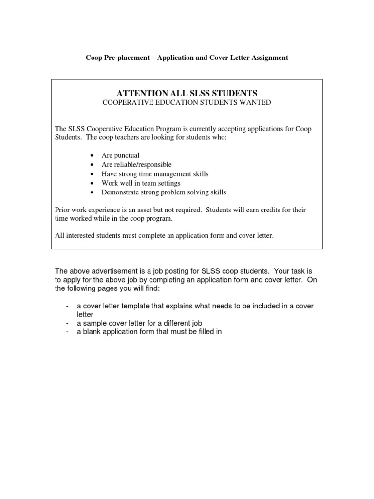 SLSS Coop Application Guide | PDF