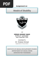 Download Assignment on Models of Disability-Imran Ahmad Sajid by imranahmadsajid SN24133807 doc pdf