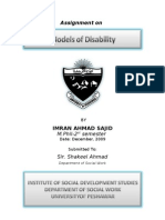Assignment on Models of Disability-Imran Ahmad Sajid