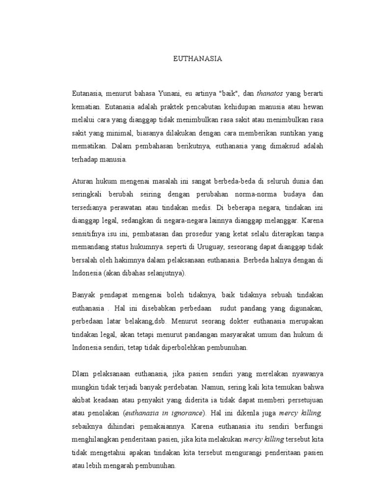 Euthanasia: Legalitas dan Etika di Dunia | PDF