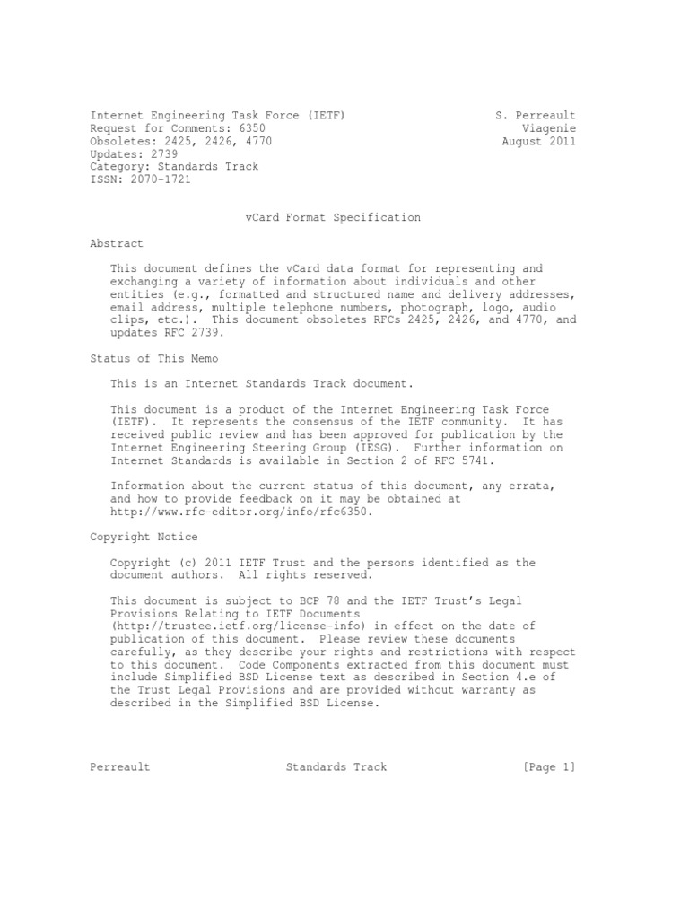 VCard Format Specification | PDF | Computer Data | Cyberspace