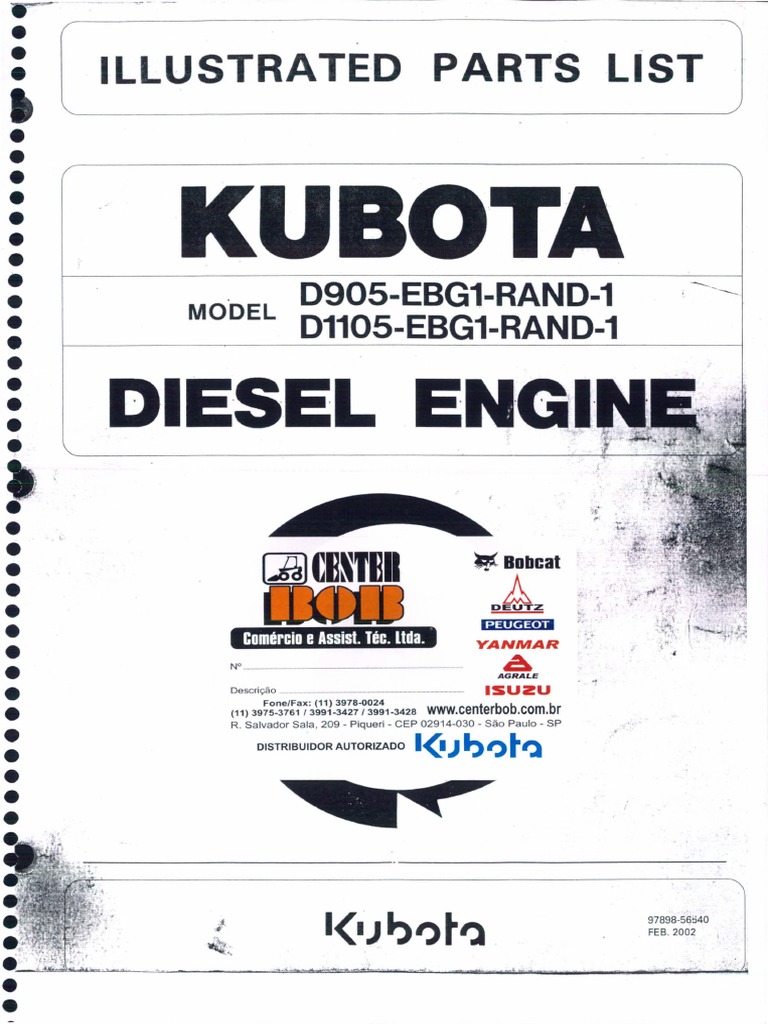 Catalogo de Pecas Motor Kubota d905 - d1105 | Screw | Piston