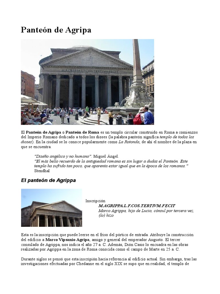 Análisis del Panteón de Agripa | PDF | Diseño arquitectonico | Arquitectura