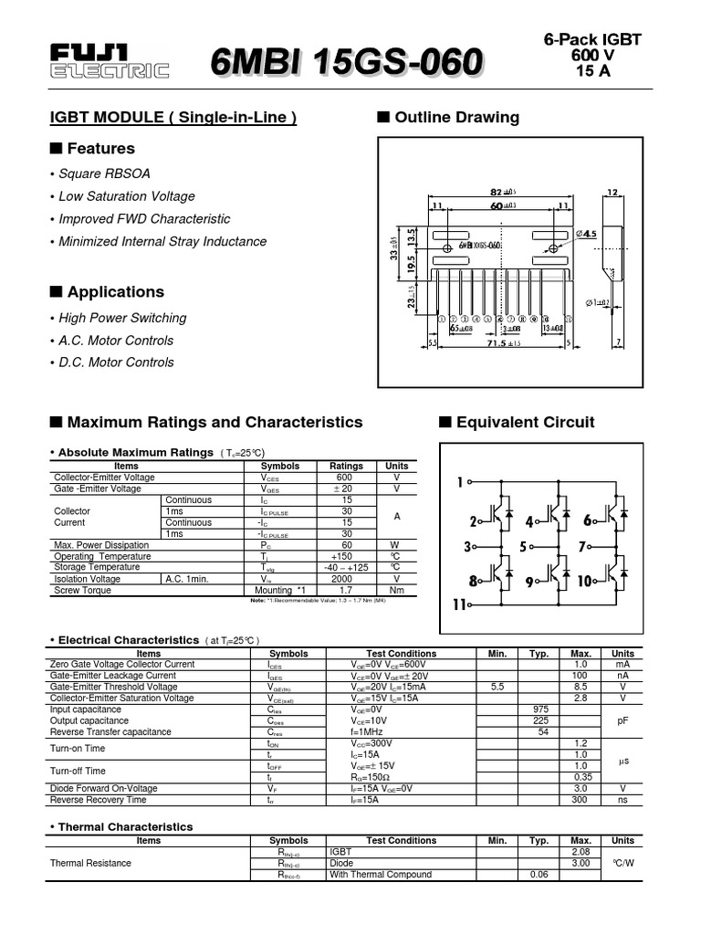 IGBT Module Specifications and Features | PDF | Diode | Electric Motor