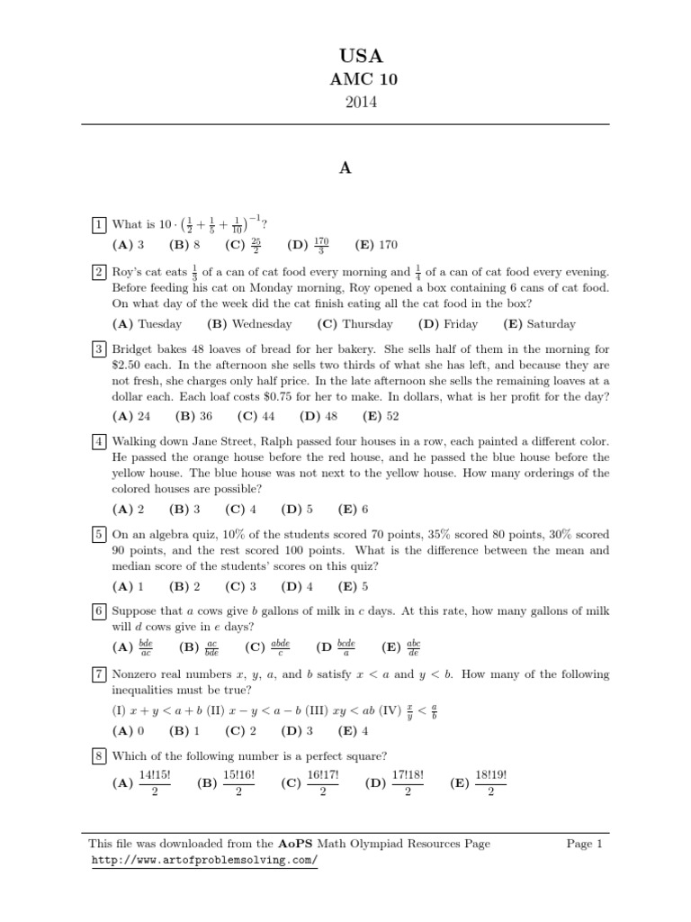 Amc 10a2014 PDF Geometry Elementary Geometry