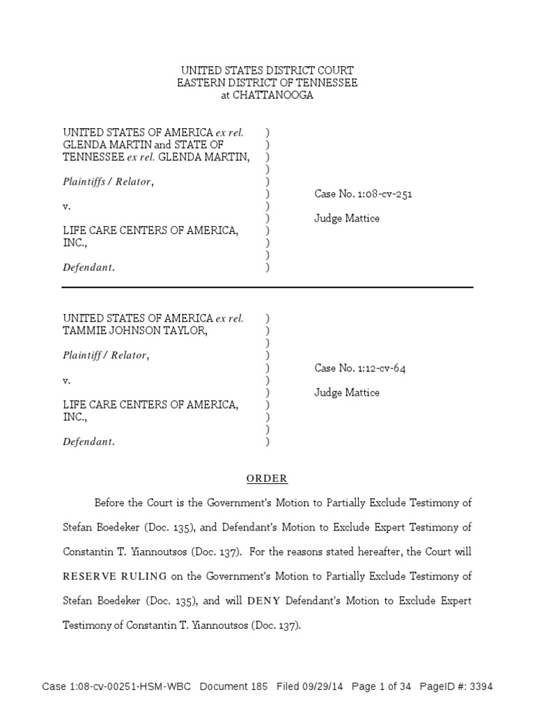 Court Ruling on Expert Testimony Motions | PDF | Daubert Standard ...