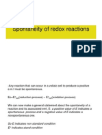 Spontaneity of Redox Reactions