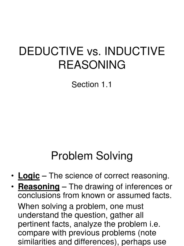 Deductive Vs Induction Dalesandro  Deductive Reasoning  Argument For Inductive And Deductive Reasoning Worksheet