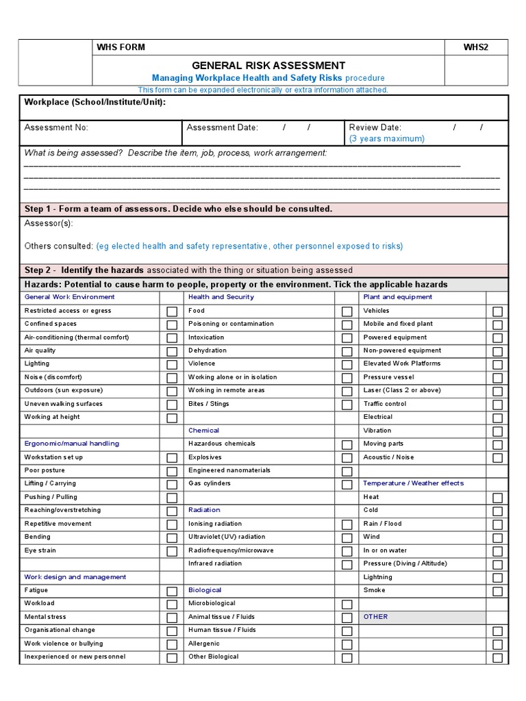 General Risk Assessment: (3 Years Maximum) | PDF | Nature | Wellness