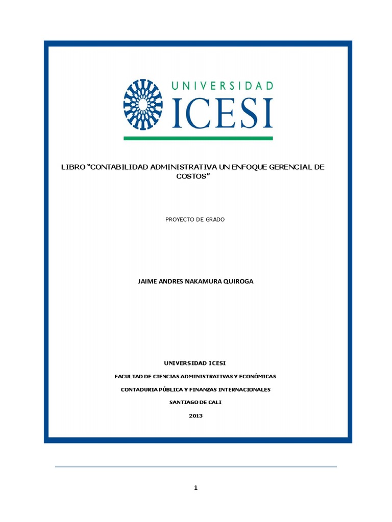 Libro Contabilidad Administrativa Pdf Costo Contabilidad