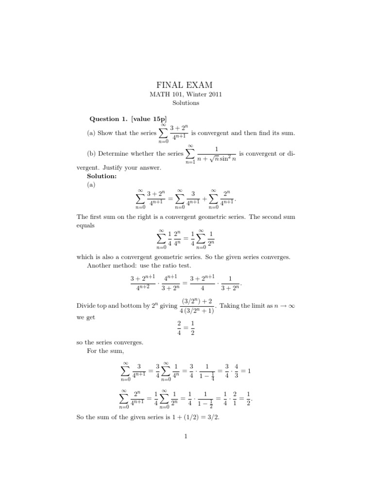 2011 Solutions  Trigonometric Functions  Complex Analysis