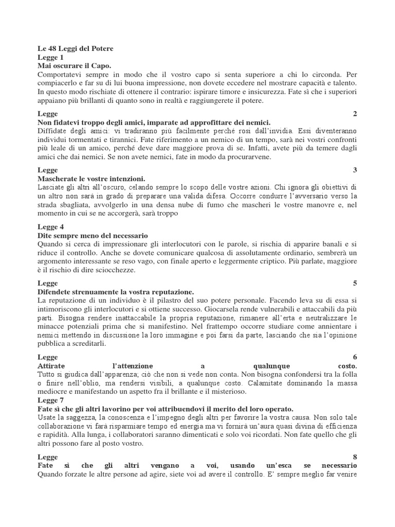 Le 48 Leggi Del Potere Download Gratis