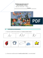 Prueba de Lenguaje NT 1 Aprendizajes Claves: I. Conciencia Fonologica