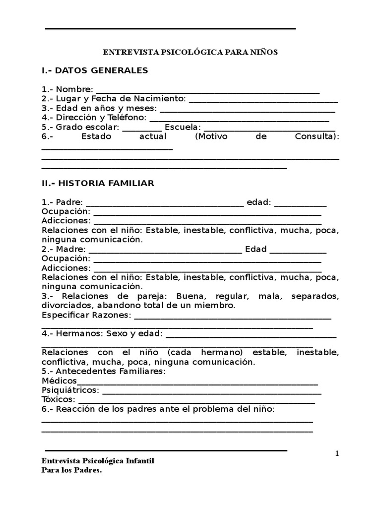 Entrevista Psicologica Para Los Padres Ninos 1 .Doc
