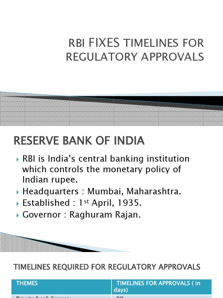 RBI Approval Timelines for 2024 | PDF | Finance & Money Management ...