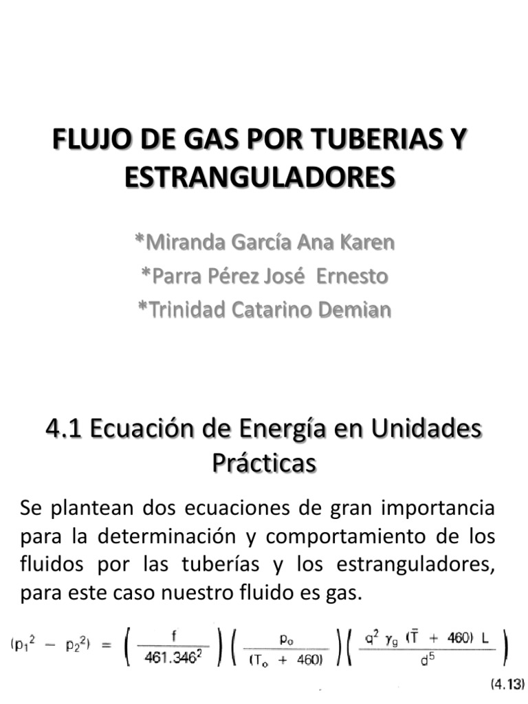 Flujo de Gas Por Tuberias y Estranguladores | PDF | Ecuaciones | Gases