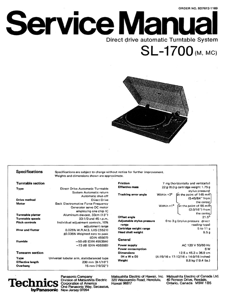 Technics SL 1700 | PDF