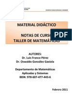 Notas Del Curso Taller de Matemáticas