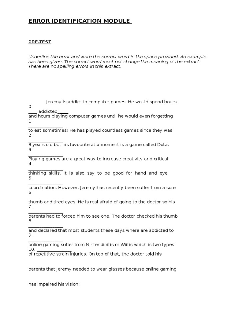 ELSA Error Identification w Answers MODULE 2 | English ...