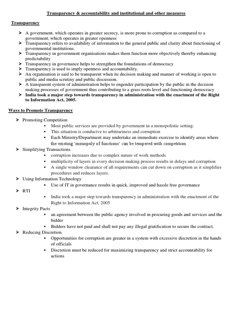 Enhancing Government Transparency & Accountability | PDF | Transparency ...