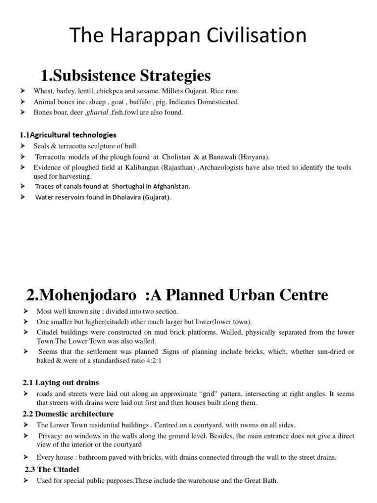 The Harappan Civilisation: 1.subsistence Strategies | Download Free PDF ...