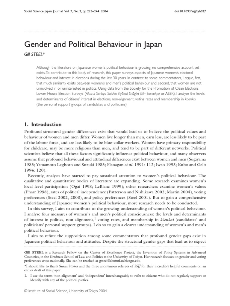 Gender and Political Behavior in Japan | PDF | Survey Methodology ...