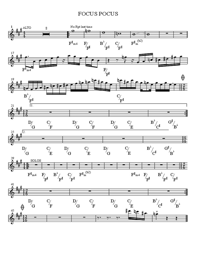 Focus Pocus Alto Simple Score | PDF | Teaching Methods & Materials ...