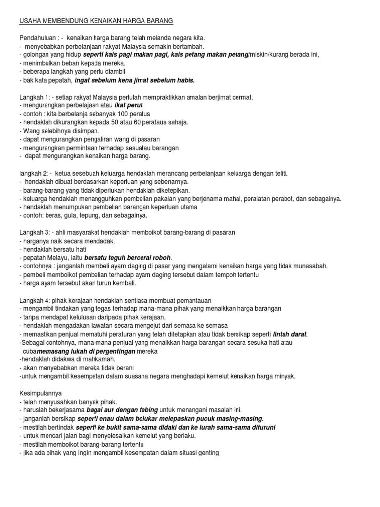 Usaha Membendung Kenaikan Harga Barang-Spm  PDF