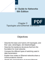 Network+ Guide to Networks Chapter 5 on Topologies and Ethernet Standards