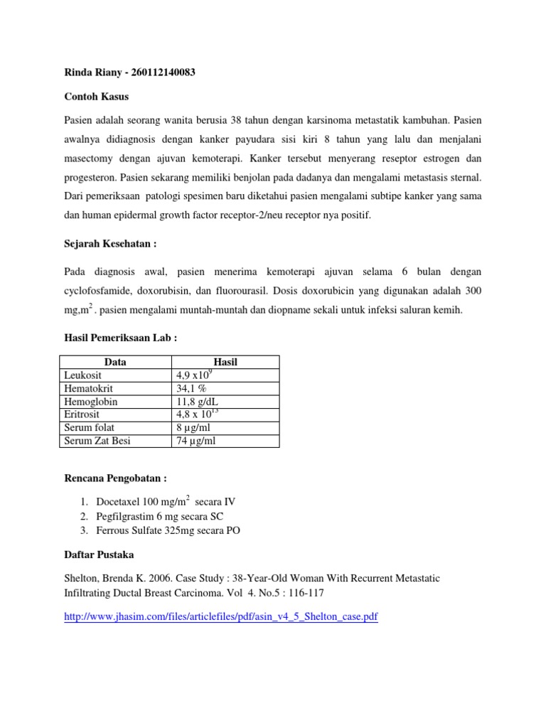 Contoh Kasus Farkoter Kanker Payudara