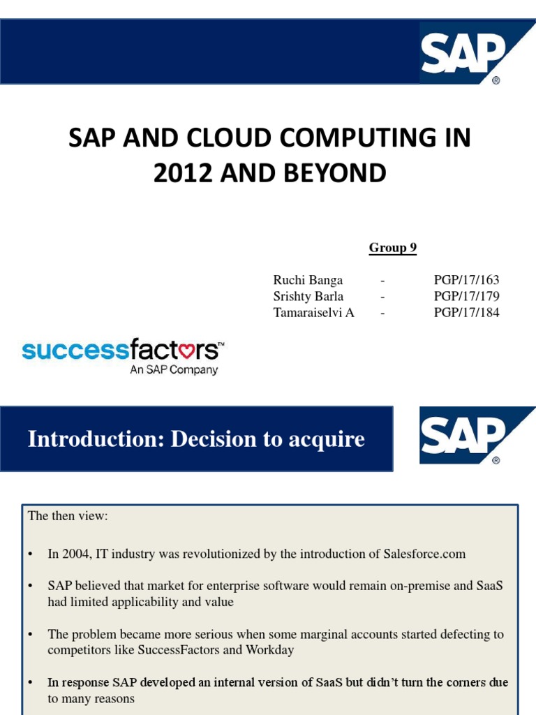 Sap and Cloud Computing in 2012 and Beyond | PDF | Sap Se | Software As ...
