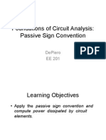 Foundations of Circuit Analysis: Passive Sign Convention: Depiero Ee 201