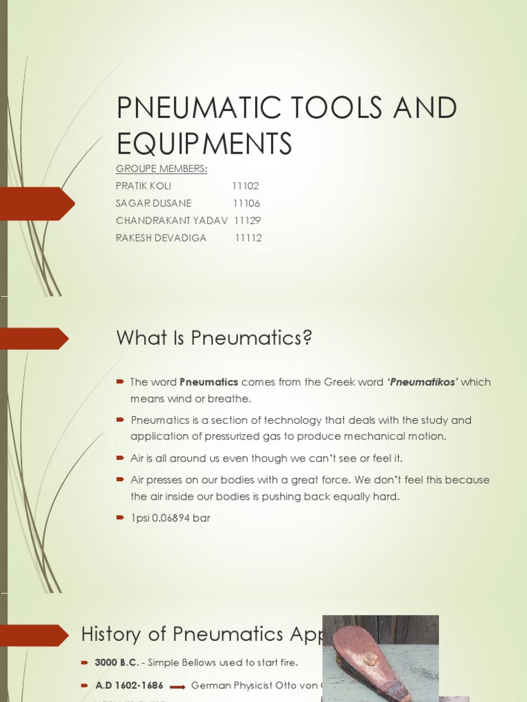 Overview of Pneumatic Tools and Equipment | PDF | Pneumatics ...