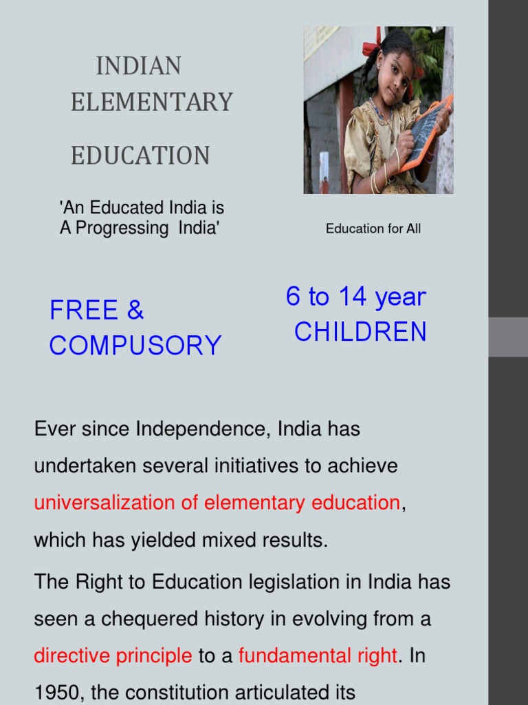 Universal Elementary Education in India | PDF | Government | Social ...