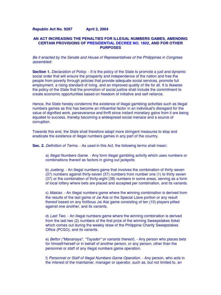 Illegal Gambling Revised Penal Code