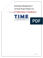 T.I.M.E Education Consultancy: Marketing Management I End Term Project Report On