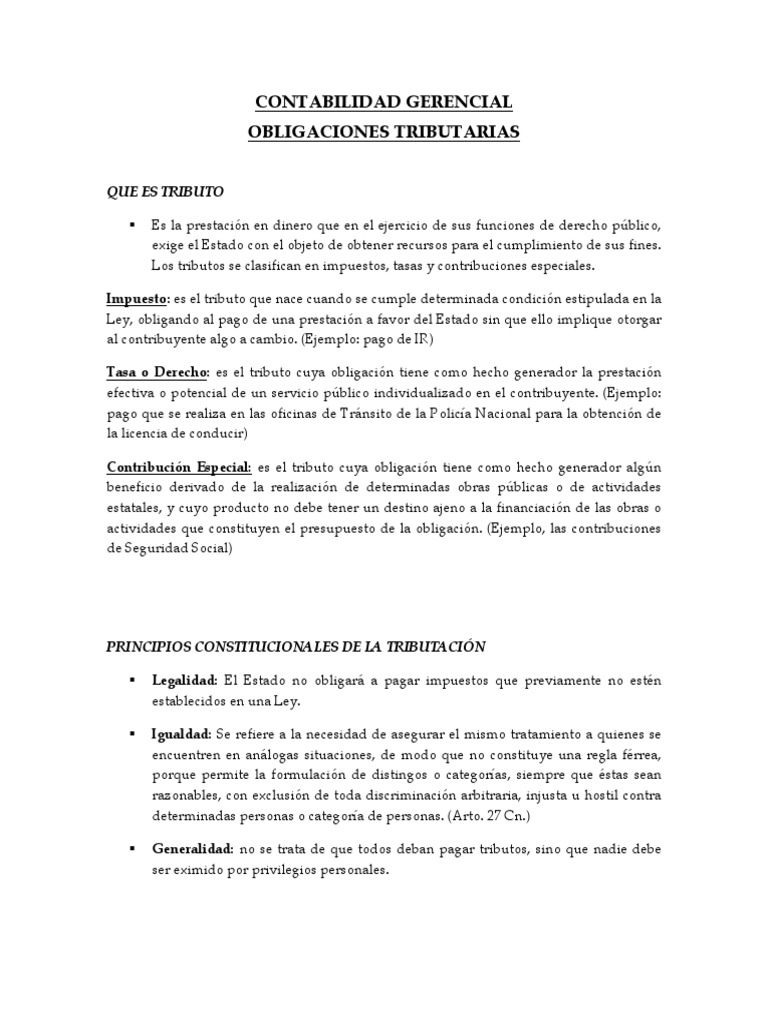 Obligaciones Tributarias | PDF | Impuestos | Gobierno