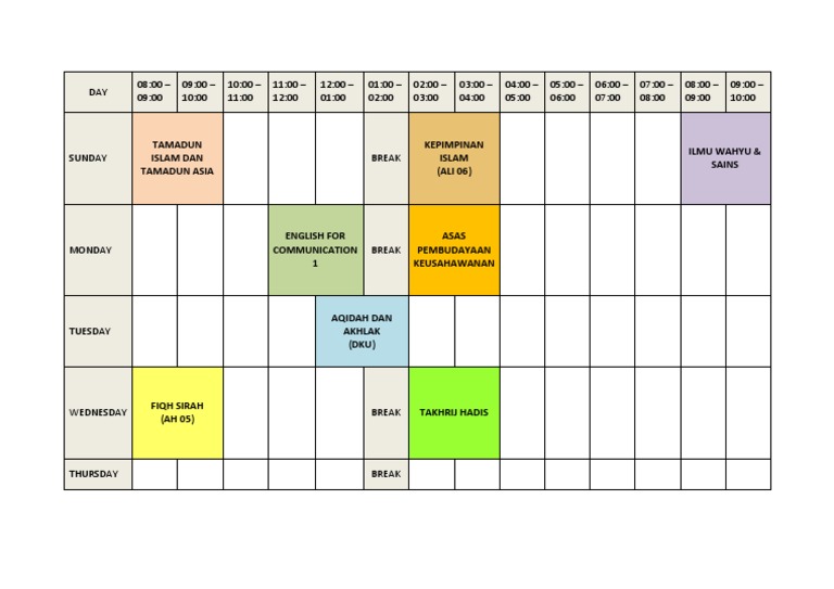 Weekly Class Schedule Overview | PDF | Travel | Foreign Language Studies