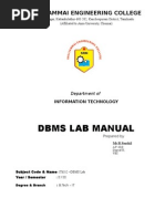 Dbms Lab Manual Regulation 2013