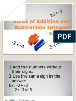 Rules of Addition and Subtraction Integers