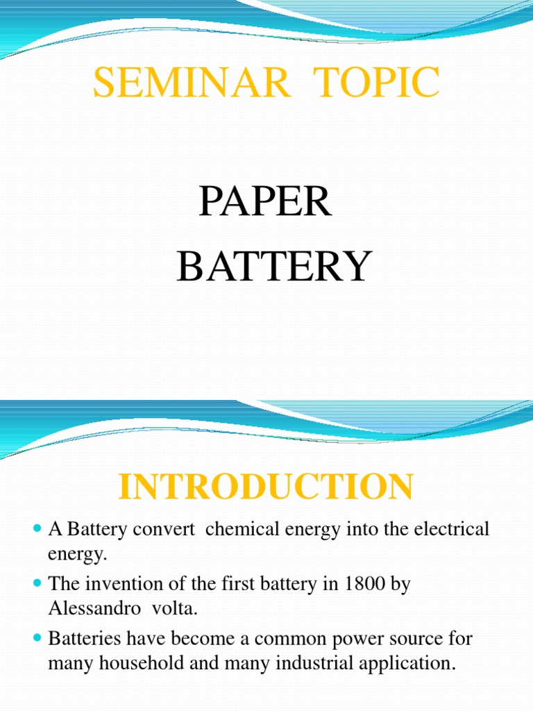 Seminar Topic: Paper Battery | PDF | Battery (Electricity ...
