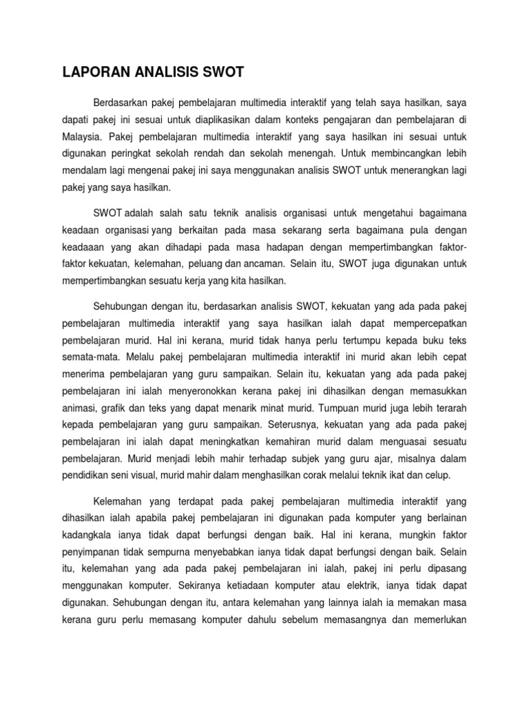 Laporan Analisis Swot Pdf