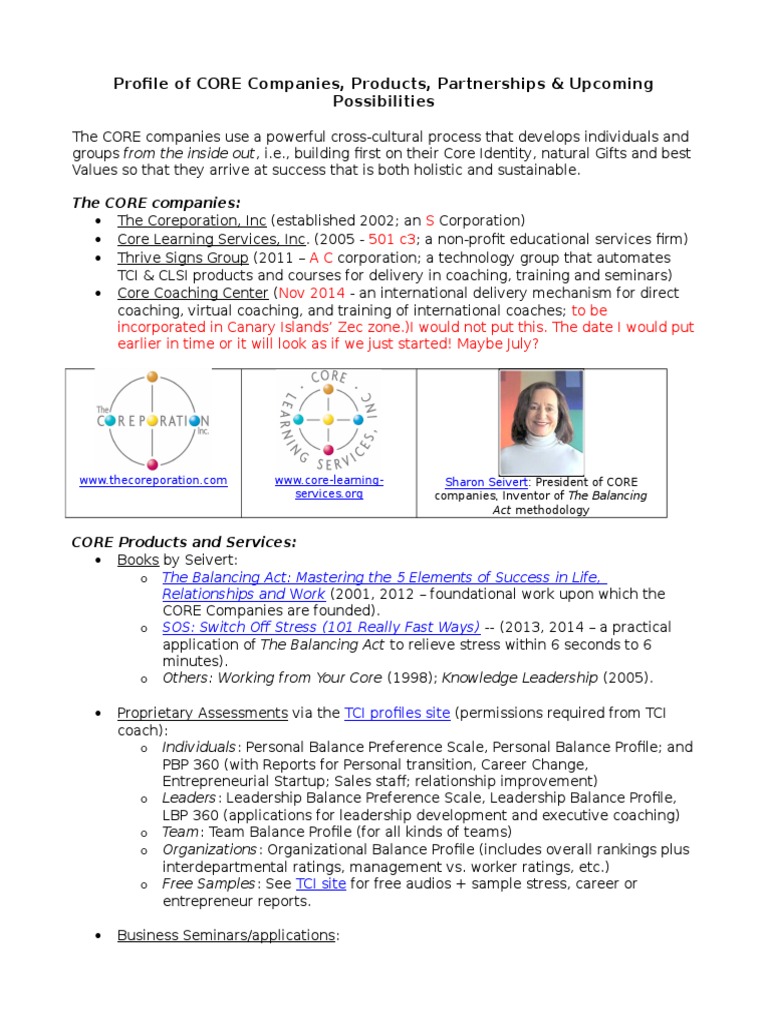 Profile of CORE Companies | PDF | Leadership | Applied Psychology